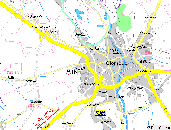 Mapa Olomouce - provozovna Vod�k sport Olomouc