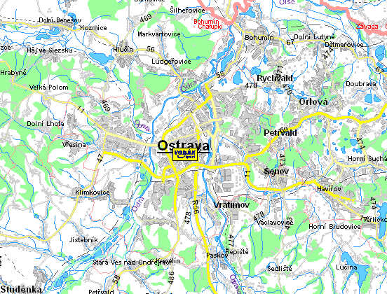 Mapa Ostravy - provozovna Vod�k sport Ostrava